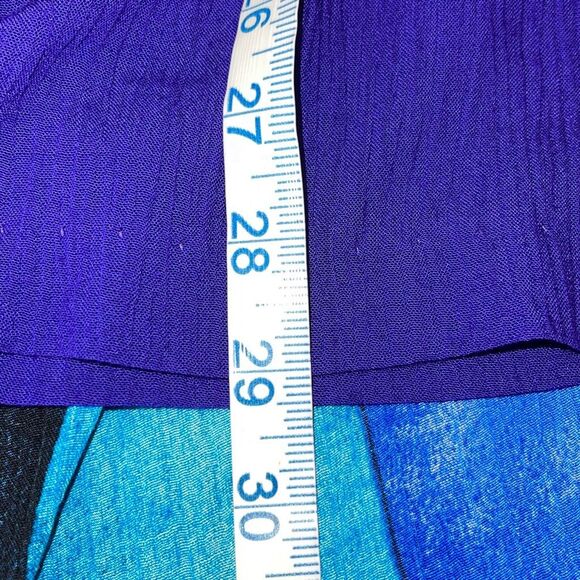 Womens 2 Pc Set Short Sleeve Blouse Printed Duster Cardigan Blue Purple Size 3X - Picture 9 of 10
